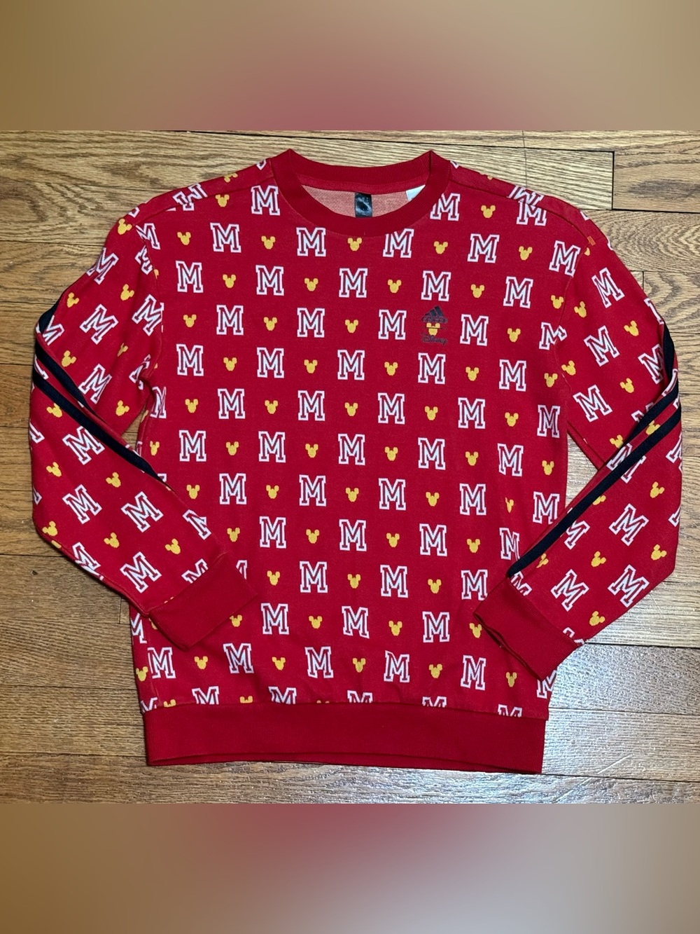 Adidas X Disney Mickey Mouse Monogram Crewneck Unisex Kids (Small) Sweatshirt